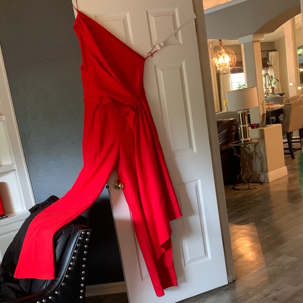 ASOS Vibrant Red One-Shoulder Jumpsuit size 10 tall - Picture 5 of 8